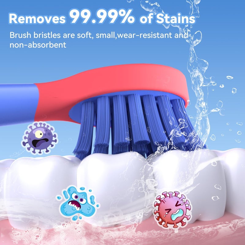 JTF Kids Electric Toothbrush Rechargeable: Sonic Tooth Brush with Smart Timer 5 Brushing Modes 4 Soft Small Brush Heads DIY Sticker and IPX7 Waterproof, Portable Children Toothbrushes for Boy, Ages 3+ - Image 2